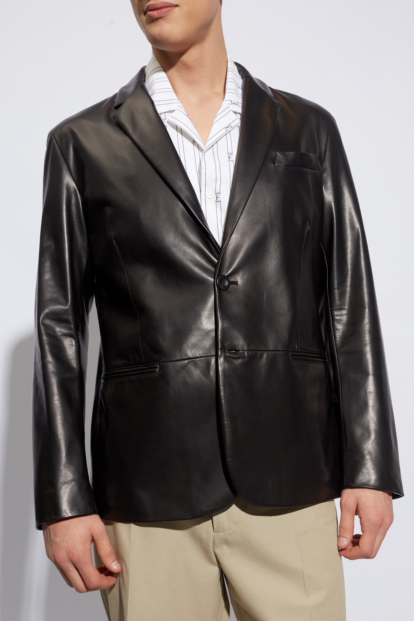 Giorgio Armani Leather blazer Men s Clothing Vitkac